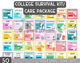 College care package - College gift tag - College survival kit printable  - School survival kit - Student survival kit - Student care cards
