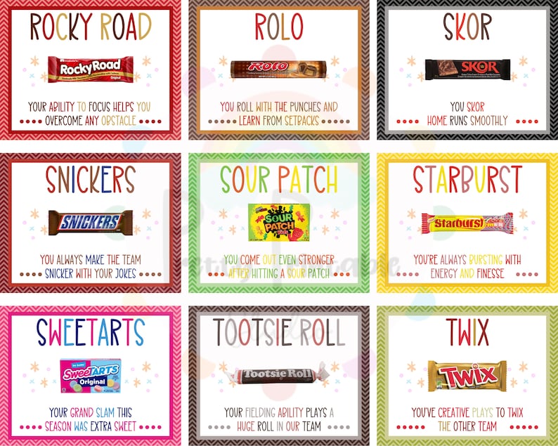 40 Softball Candy Bar Award Certificates Softball Player Award Softball