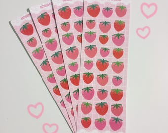 Cute Glossy Strawberry Dreams Themed Deco Sticker Sheet |Korean Deco Stickers Toploader Bujo Kpop Toploader Deco Polco