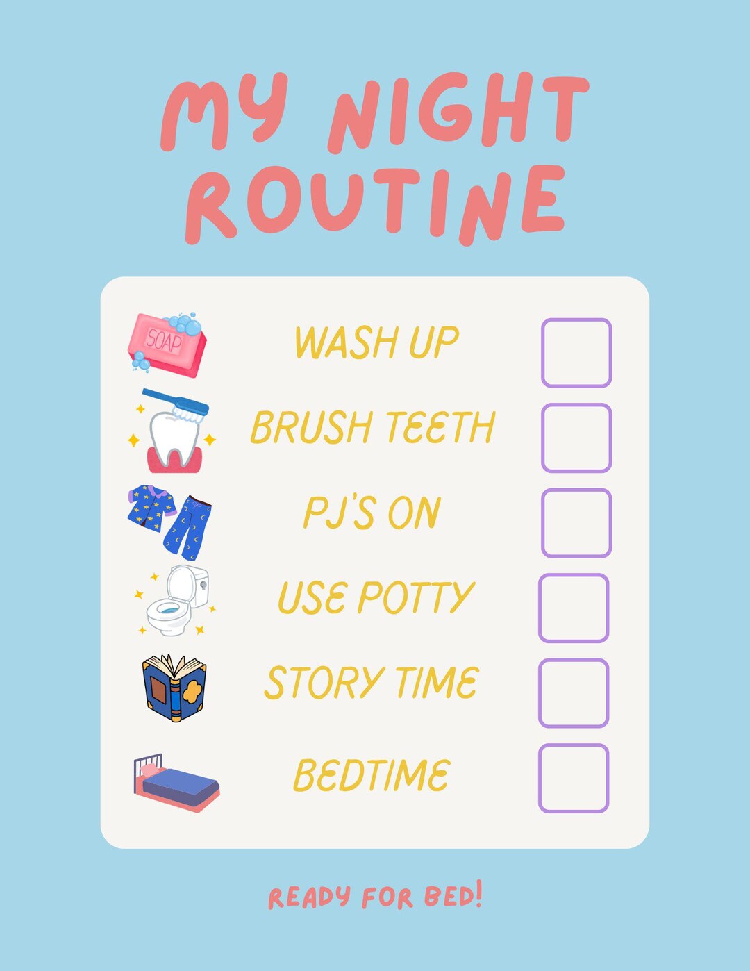 Children's Night Routine - Etsy