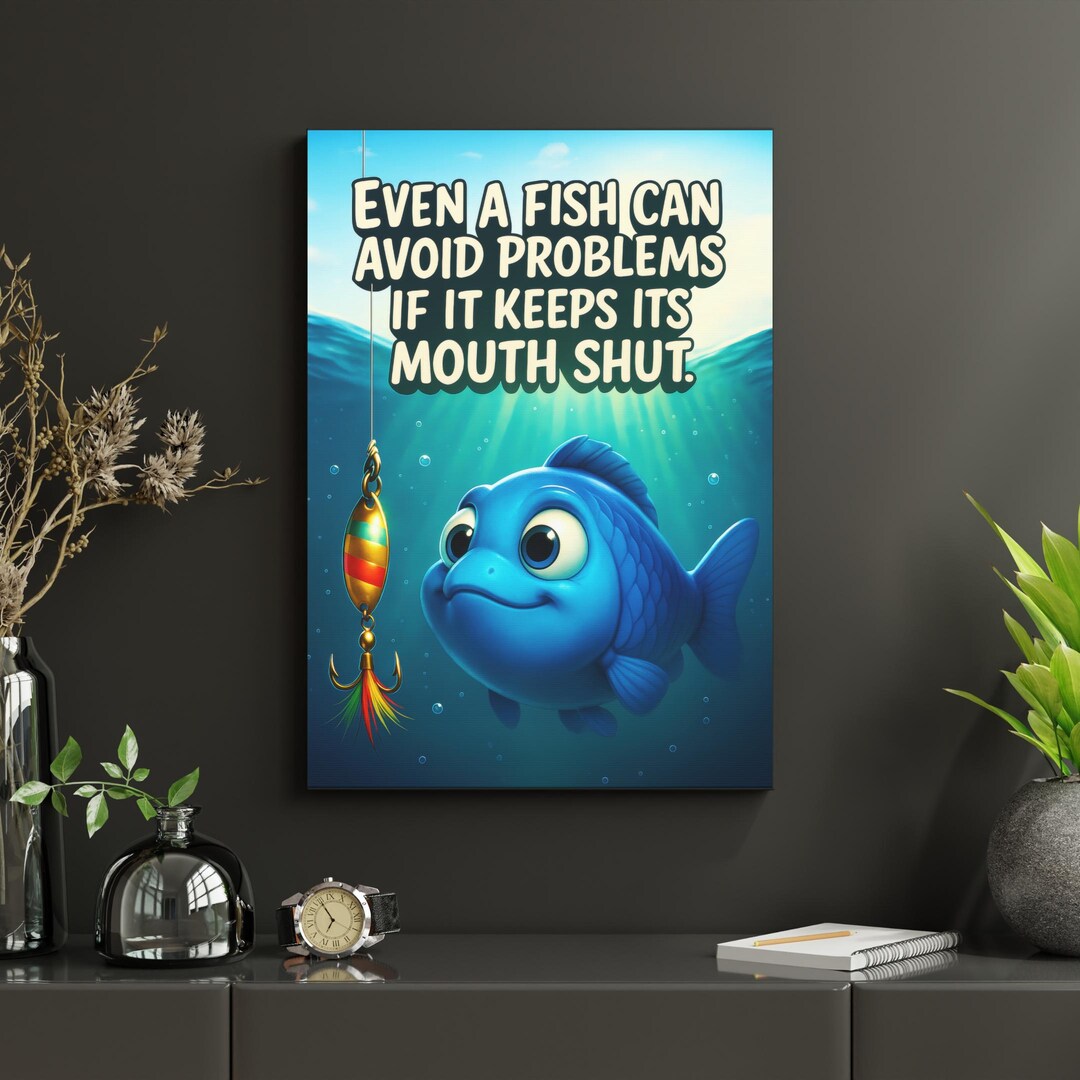 Funny Fish Motivational Canvas Print - Etsy