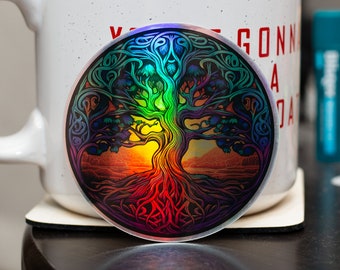 Tree of Life Silver Holographic Sticker