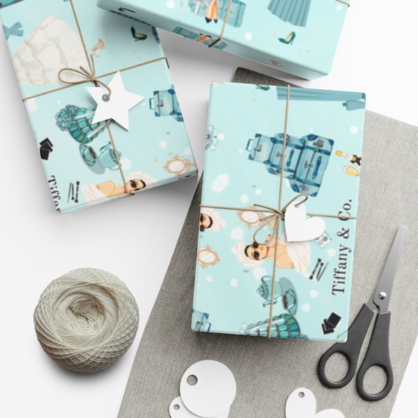 Breakfast at Tiffany's Gift Wrap 30 x 72 Paper Custom design by VueDeLaVie for PuzzledDigitals Present paper for all occasions