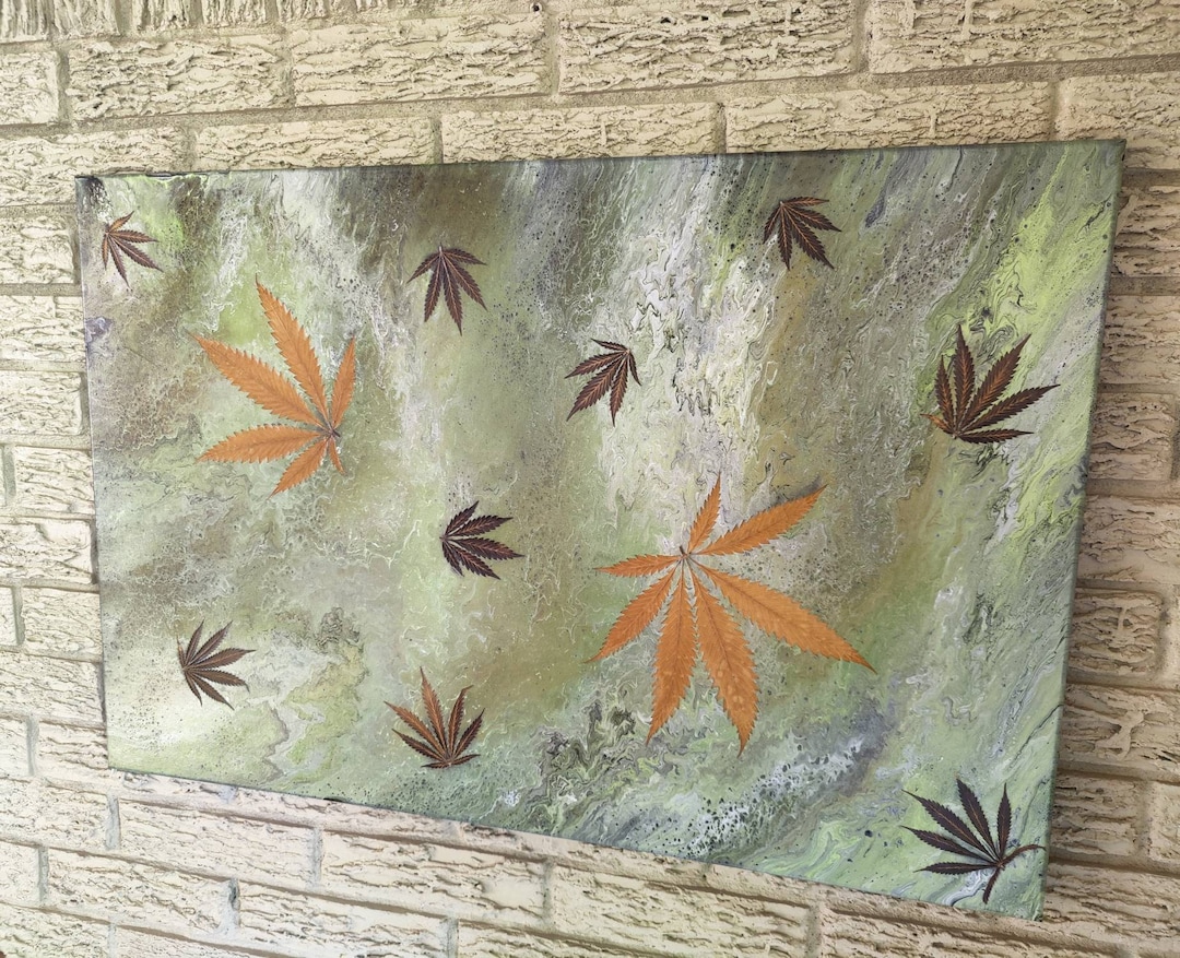 Acrylic Psychedelic Cannabis Painting Etsy