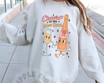 Happy New Year!, Funny Shirt, Winter Retro Tee Shirt, Retro Winter, New Year Shirt, Garment Dyed, Boho, Vintage, Oversized, New Year Cheers
