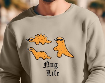 Dino Nuggies Sweatshirt, Dino Nugget Shirt, Chicken Nugget Shirt, Nugget Shirt, Nugget Lover Sweater,Never Too Old For Dino Nuggets,Dino Tee