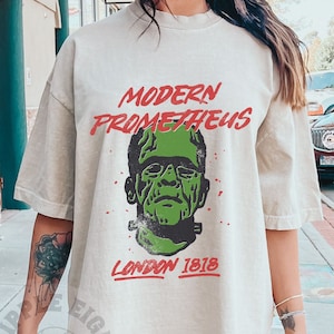 Frankenstein Shirt, Halloween Horror Shirt, Oversized Tshirt, Comfort Colors Tshirt, Plus Size Halloween Shirt, Halloween Monster Shirt