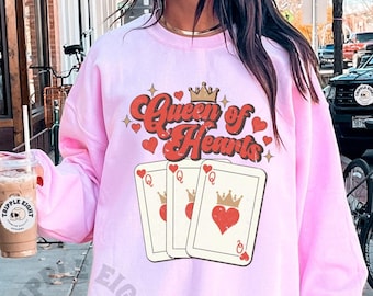 Queen of Hearts Sweatshirt, Preppy Aesthetic Sweatshirt, Playing Card Sweatshirt, Alice In Wonderland Shirt, Valentines Day Gift, Trendy Tee