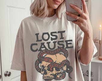 Lost Cause Wild West Snake Skull American Traditional Tattoo Cowboy Outlaw Retro Vintage Shirt, Retro Skeleton Graphic Tshirt, Skeleton Tee