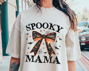 Spooky Mama Shirt, Retro Halloween Shirt For Mother, Halloween Mom Shirt Gift, Halloween Mama Tshirt, Spooky Season, Gift For Her, Momster