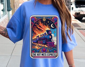 Hot Mess Express tarotkaart tshirt, grappig citaat moeder tshirt, sarcastische tarot cool populaire moeder humor T-shirt, mama tshirt, moeder humor tshirt