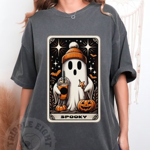 Camisa de tarô fantasma fofa, camisa de café de Halloween, camisa de tarô fantasma Bougie, carta de tarô com vibrações de bruxa, carta de tarô fantasma de bruxa