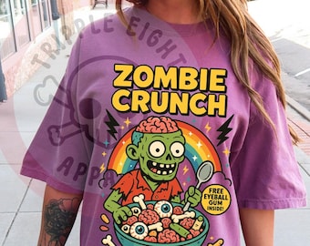 Zombie Crunch Cereal Tshirt, Funny Halloween Zombie, Halloween Monsters Tshirt, Monster Halloween Horror Tee, Halloween Monster Cereal Tee