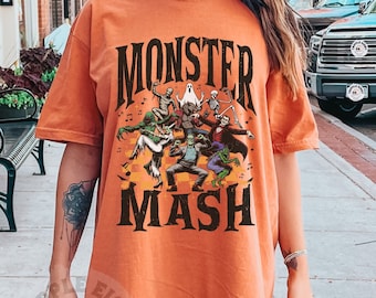 Retro Halloween Comfort Farben Shirt, Monster Mash TShirt, Vintage Geist Halloween T-Shirt, Monster T-Shirt, Retro Herbst Top, Herbst Shirt, Monster