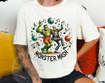 Monster Mash übergroßes Vintage T-Shirt, Halloween-Shirt, Komfort Farben Tshirt, Plus Size Halloween Shirt, Halloween Ghost Shirt, Herbst Shirt