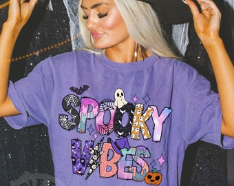 Spooky Season Retro Halloween Shirt,Spooky Vibes Shirt,Funny Halloween Tee,Halloween Shirttee,Halloween Matching Shirt,Ghost Halloween Tee