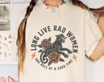 Long Live Rad Women Shirt, Boho Panther Shirt, Feminist Girl Power Shirt, Vintage Inspired Shirt, Boho Shirts For Women Western, Tiger Boho