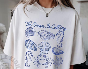 Camiseta de estilo pescador, camiseta de sardinas enlatadas, estilo náutico costero, estilo preppy, estilo sirena inspirado en el océano, tendencia de verano.