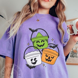 Vintage Halloween Bucket Shirt Cute 90s Nostalgia Retro Graphic Tee Trendy, Halloween Boo Pails Tshirt Plus Size Tshirt, Halloween, Spooky