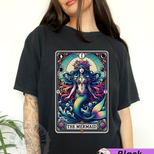 Die MermaidTarot Card Shirt, Mermaid Tarot T-shirt, Witchy Nautical Mermaid Beach Shirt, Oversized Comfort Colors T-Shirt, Mermaid Siren Tshirt