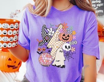 Camiseta de Halloween, retrô vintage Halloween 90s, moletom de Halloween, camisa vintage de Halloween, camiseta moderna de Halloween, cores confortáveis