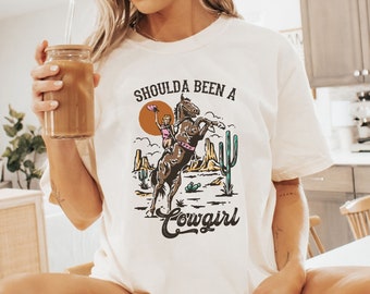 Debería haber sido una camisa de vaquera, camisa de vaquera retro, camiseta gráfica occidental, camisa occidental, camiseta de vaquera, camisas de rodeo, camisas occidentales de rodeo country