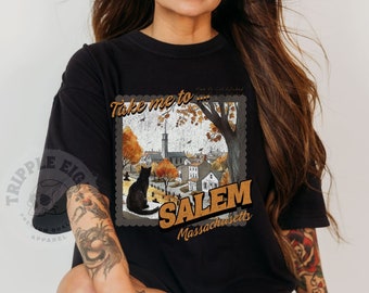 Emmenez-moi à Salem Tshirt, t-shirt Halloween Salem, Massachusetts, t-shirt voyage filles, t-shirt saison fantasmagorique, t-shirt Halloween rétro, t-shirt vintage