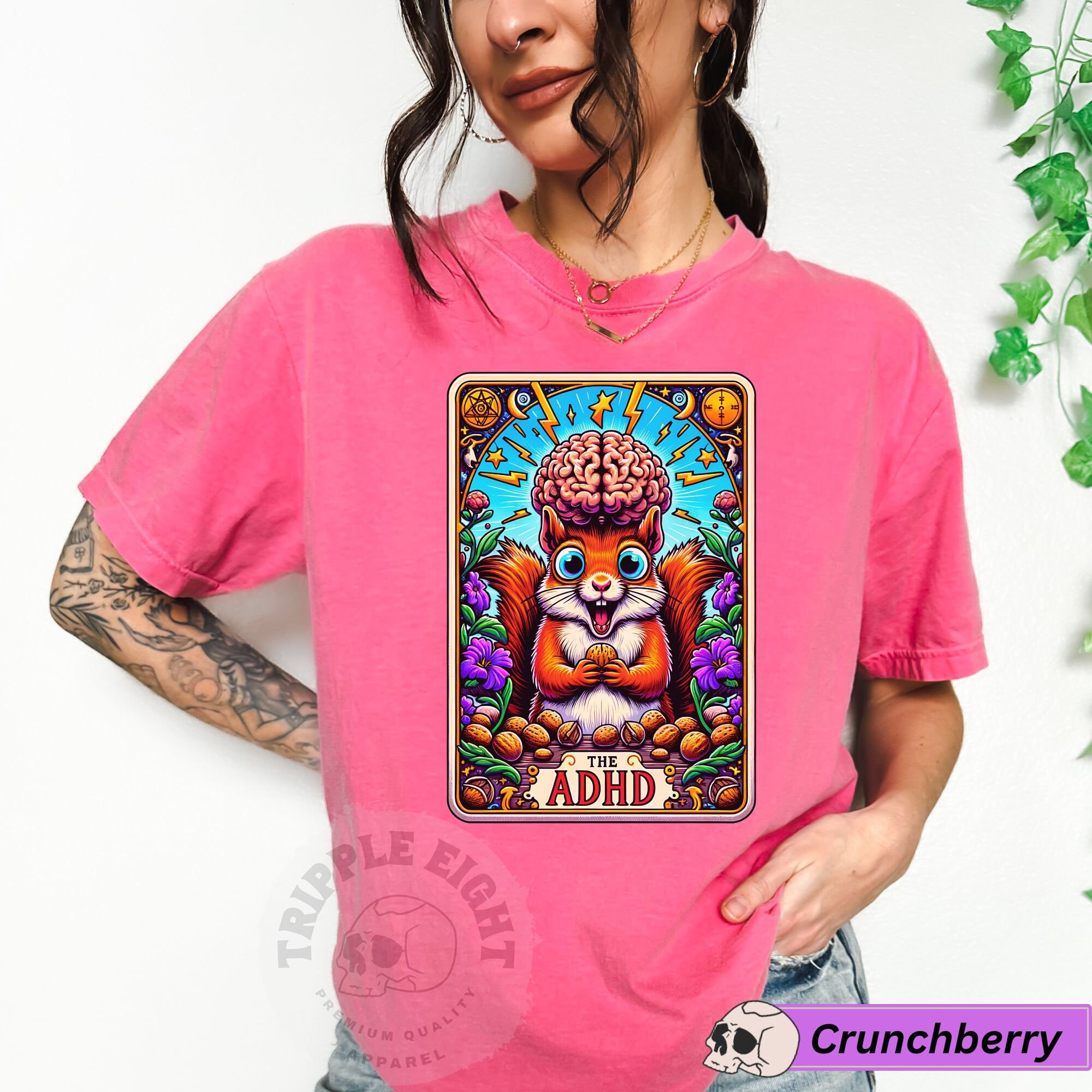 The ADHD Funny Tarot Card Tshirt, Neurodivergent Tshirt, , ADD Squirrel ...