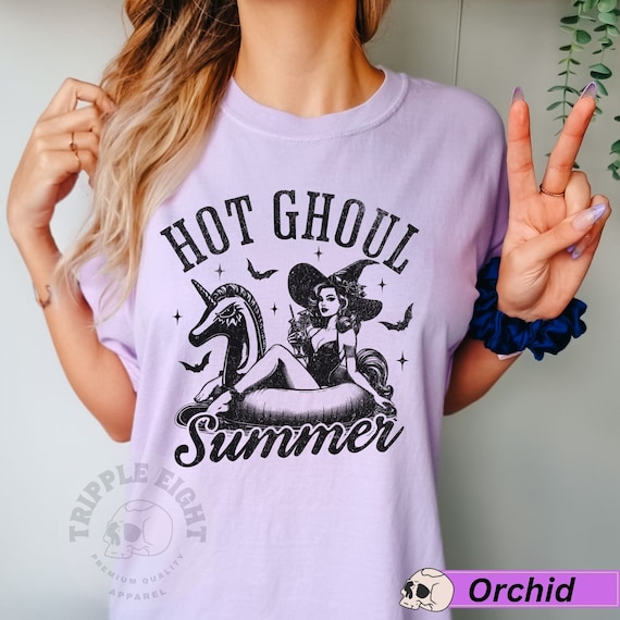 Hot Ghoul Summer Tshirt, goth girl summer halloween Tshirt, Trendy Summer Tshirt, Beach vibes Tshirt, Coven Tshirt, Witchy Tshirt, Halloween