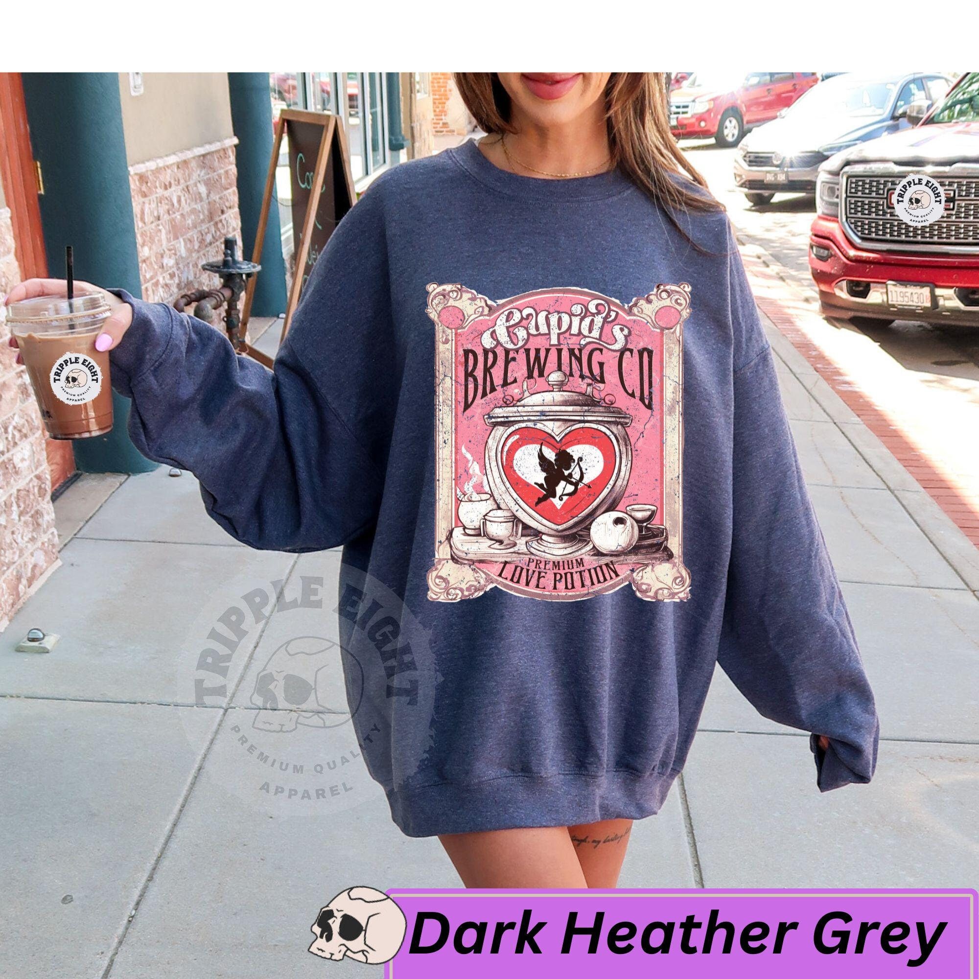Cupid's Brewing Co, Retro Valentines Sweatshirt, Trendy Valentines, Vibes Funny Valentines, Premium Love Potion Shirt, Love Potions Est 1982