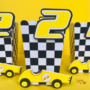 Vintage Race Car Popcorn boxes- Handmade for Your Special Occasion. Race car theme. Perfect Birthday party decoration.