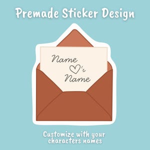 Diseño de pegatina prediseñada, carta en sobre