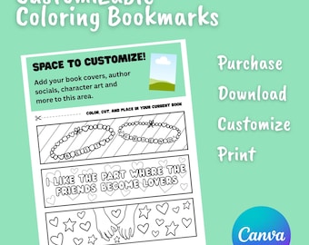 Customizable Printable Coloring Bookmarks
