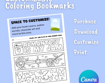 Customizable Printable Coloring Bookmarks