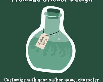 Pre-made Sticker Design, Green Bottle