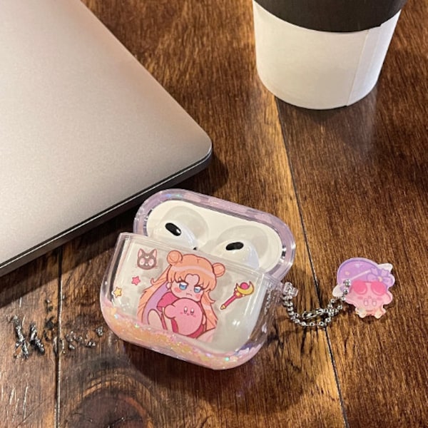 Kawaii Girl AirPods Case, Anime Girl AirPods Case, Anime S Moon Earbud Case, Liquid AirPods Case, Sailor Earphone Case, Clear AirPods Case