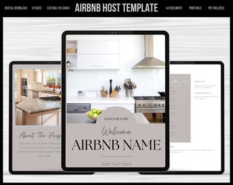Airbnb Host Manual Template | VRBO Template | Real Estate Canva Template | Host Manual | Vacation Rental Printable | Welcome Book Manual