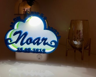 Personalized birth gift - LED baby cloud - children's night light