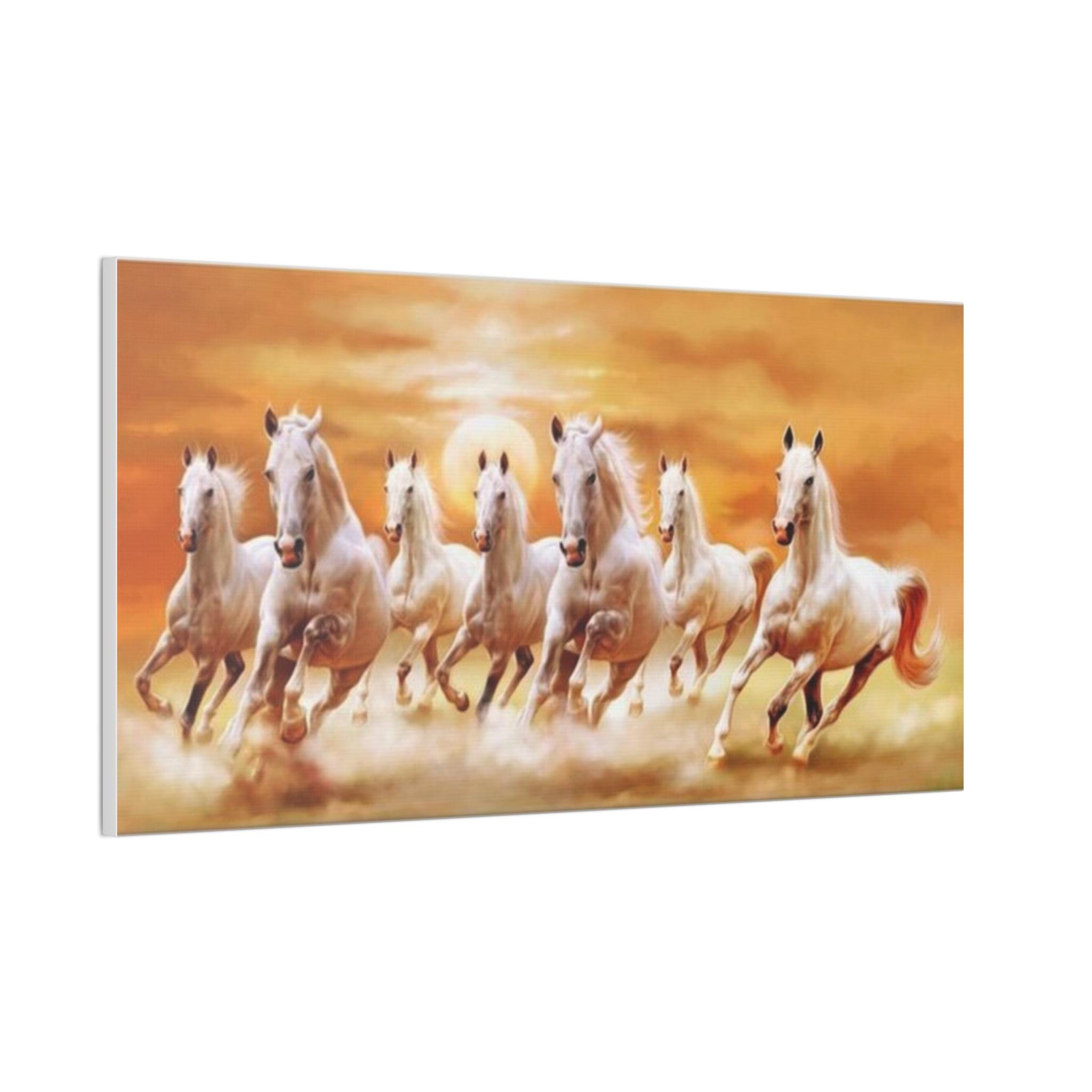 Lucky 7 White Horses Running on Water Canvas Wall Art for Your Large ...