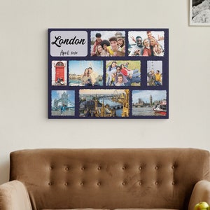 Custom Travel Photo Collage Canvas, Best Gift for BFFs, Adventure Keepsake Wall art, Journey Together Personalized Picture Print Canvas Gift