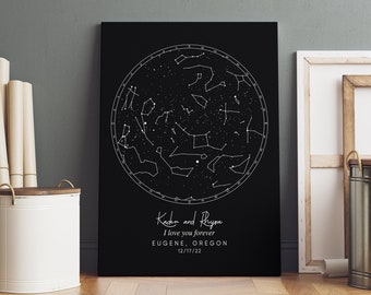 When We Met Constellation Map, Star Map Canvas, Custom Astronomy Map, Personalized Star Chart, First Anniversary, Special Gift Girlfriend