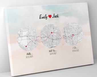 Regalo romántico para ella, lienzo de momentos especiales, póster "Donde empezó todo", idea de regalo de arte de pared para cónyuge, regalo para ella, regalo para él
