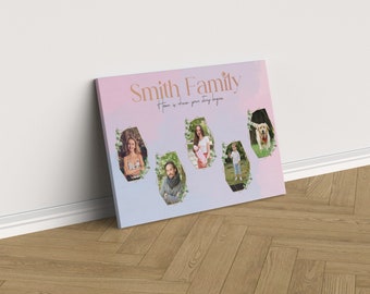 Lienzo con fotos familiares, collage de fotos familiares, regalo para papá y mamá, regalo de Navidad, póster familiar personalizado de recuerdo.
