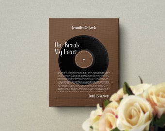 Lienzo personalizado con letras de canciones de boda, regalo de aniversario