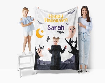 Personalized Halloween Blanket, Spooky Sherpa Blanket, Kids Gift