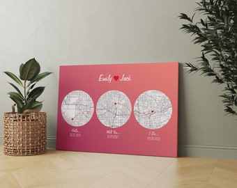 Mapa de dónde nos conocimos • Lienzo de momentos especiales • Donde empezó todo • Nuestro primer mapa • Regalo para ella • Idea de regalo para el día de San Valentín, primera cita