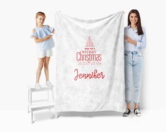Manta navideña personalizada, regalo para niños, manta de lana suave de Navidad 2024, regalo para nieta, manta para niñas y niños pequeños