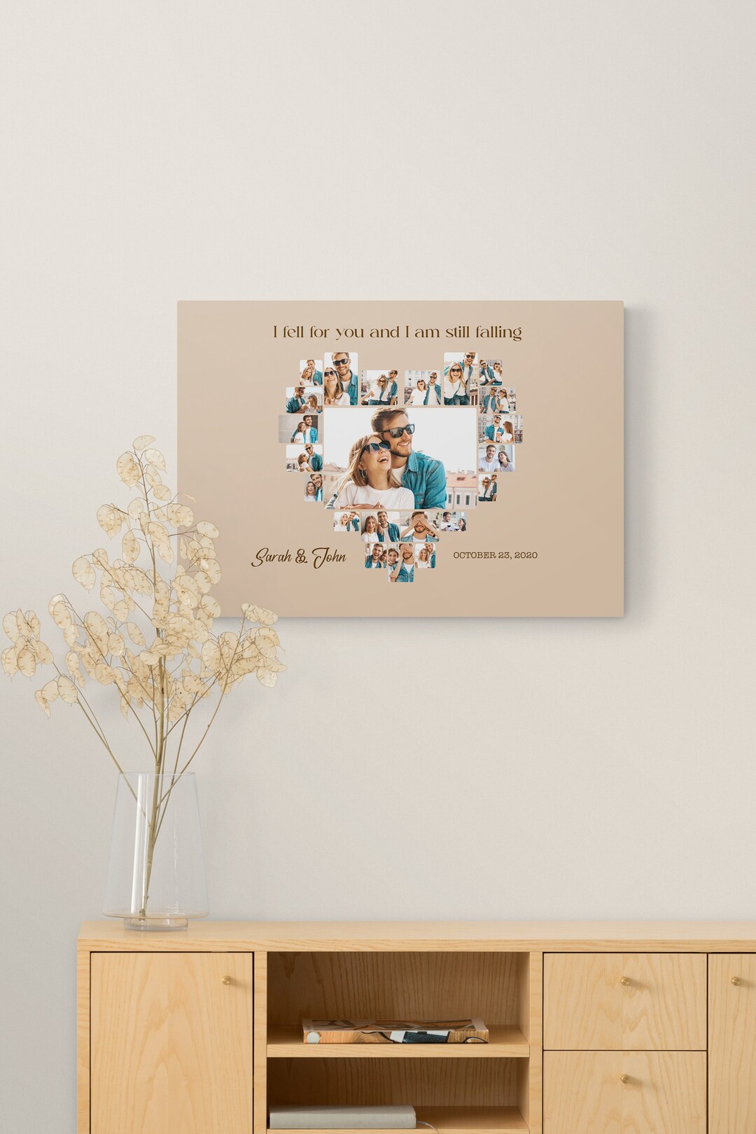 Personalized Photo Collage Family Canvas Wall Art, Unique Valentines ...