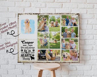 Custom Pet Memorial Canvas - Personalized Pet Loss Gift With Photo Collage, Dog & Cat Remembrance Frame, Condolence Gift Pet Passing Tribute