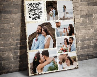 Lienzo de collage de fotos de boda • Collage de fotos personalizado para recién casados • Regalo de compromiso • Día de la boda • Fotos únicas de despedida de soltera